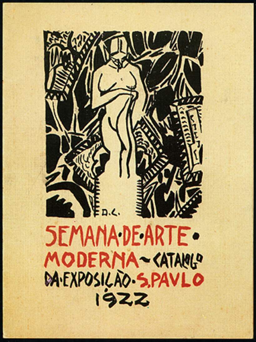 Arte de Di Cavalcanti para a capa do catálogo da exposição da Semana de Arte Moderna (1922). Foto: Reprodução/Itaú Cultural.